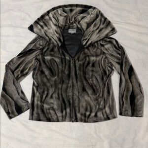 Joseph Ribkoff Faux Fur High collar Chinchilla Jacket Size 14